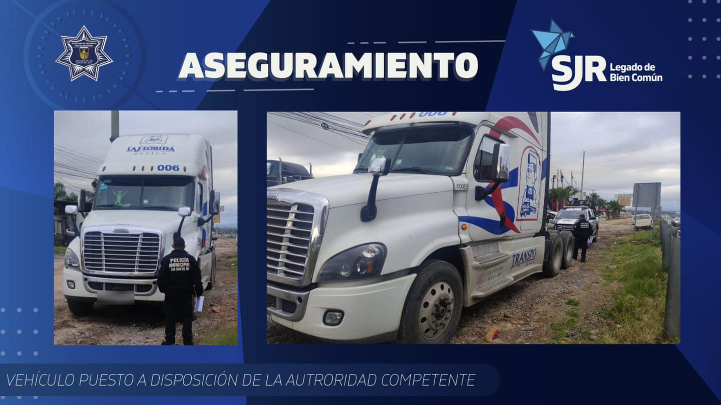 Policías municipales recuperan tracto camión robado