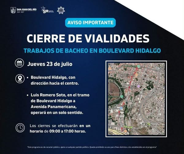 ¡Atención automovilistas! Habrá cierre vial en una de las principales avenidas de San Juan del Río este jueves